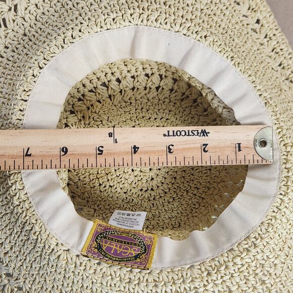 The Scala Collection Beach Bucket Hat Tan 100% Paper Coastal Grandma SZ SM - Picture 9 of 12